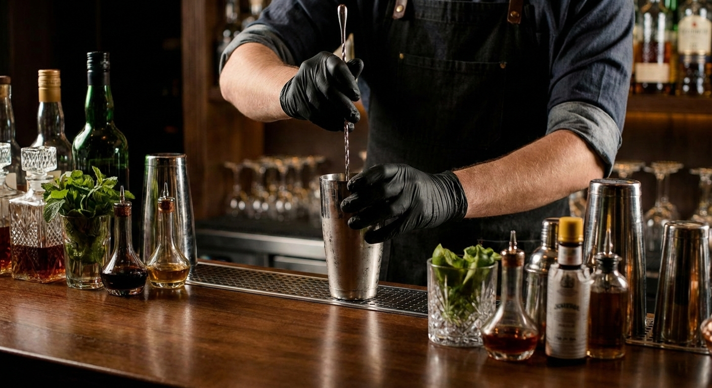 Bartender mixing drink